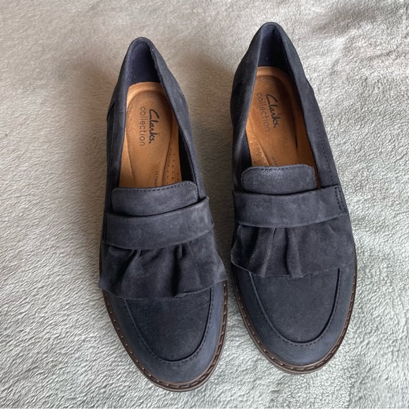 Clarks women’s airabell slip on platform sz8 US navy blue - Picture 10 of 14